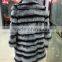 Factory price simple long style hooded real rex rabbit fur coat for women