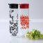 Large Capacity New Design Handblown Borosilicate Recycled Glass Water Bottle With Black Pattern