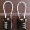 TSA Luggage combination padlock/Travel luggage TSA cable lock/3-dial combination TSA lock