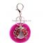 8cm Fur Ball Keyrings For Girl Big Key Chain Women Ladybug Fur Pom Pom Keychain