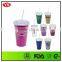 16 oz transparent plastic christmas cup with straw