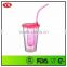 16oz bpa free clear plastic double wall tumbler with fruit infuser