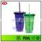 16oz bpa free plastic straw water bottle promotional