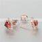 2016 New Design Red Cz Pave 925 Sterling Silver Heart Shaped Sted Earrings