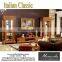 YB29 Antique Solid Wood Luxury hand carved living room furniture glass top square coffee table