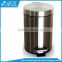 Silver eco-friendly 30 Litres cylinder stainless steel foot pedal dustbin for korea market