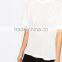 China Factory OEM ODM 2015 New Fashion Customized Highneck White Top and Blouse