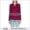 Wholesale Women Collar Long Sleeves Buttoned Cuffs Checked Pattern Curved Hem Shirt(DQE0177T)