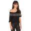Ladies' wholesale sexy t shirt wide neck wonder woman t shirt