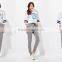 Female Hemp Grey Leisure Knitting Feet Pants