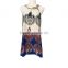 Wholesale Boho Design/Summer loose Printed Halter Style Sleeveless Hippie Women Chiffon Dress Mini Dress Plus Size
