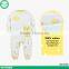 Winter new design yellow cotton children pajamas carter baby clothes set