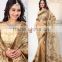 Pleasant Golden Color Saree With Embroidery Designs Blooming Bliss Designer Sarees Collections