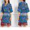 Tasseled digital print beachwear silk chiffon kaftan for women