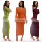 Autumn Winter Knitted Women Solid Slim Plus Size Long Pullovers Knitting Sweater Dress