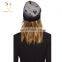 Skull printed cashmere wool knit beanie hat for women