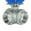 DKV 3'' DN50 DN75 DN150 Actuator 380v Control 50mm 2 Inch 360 Degree Electric SUS304 3 Way Ball Valve