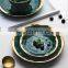 Green gold plated tableware ceramic plate steak plate set