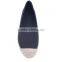 Straw interlayer woman applied slip on cheap canvas flat shoes