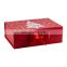 Red color folding box with matte lamination silver hot stamping logo christmas packaging box magnetic box with ribbon bow