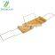 Durable Natural Bamboo Bathtub Caddy Bath Tray With Extending Metal Handles