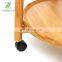 Bamboo Small Tea Table Coffee Table with Wheels for Living Room