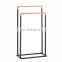 Bamboo  and Steel Powder Coating Toilet Paper Holder Stand Bathroom Top Quality New Design Toilet Paper Holder Black