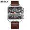BREAK 5645 Men'S Fashion Casual Auto Date Leather Quartz Rectangle Watch