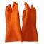 Heavy Duty Orange Latex Industrial Gloves Unlined  Straight Cuff Gloves