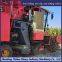 Corn harvester modified with triangular track wheels for anti slip and anti sinking