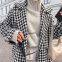 New Fashion White and Black Long Houndstooth Coat Women's Trench Coat Winter Clothes Long Coats for Women