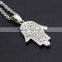 Diamond hand of Fatima necklace stainless steel Palm jewelry wholesale