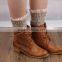Hot Sale Lady Winter Socks Girl Boot Cuffs Diamond Pattern Lace Trim Light Grey Leg Warmers