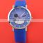 Brand New Blue Smiling Face Wholesale Carton Girls Vintage Leather Ladies Wrist Watches relogio Clock LD077