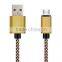 High quality colorful alloy fabric usb data charging cable for smartphone cable