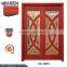 China new modern double sliding wood doors with art glass wood door design window for exterior decoration