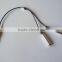 manufacture gold-plated DC3.5 m to 2*female earphone splitter cable