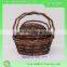 Dark brown color willow fruit storage basket with handle