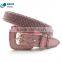 Western Cowgirl Pink Crocodile Leather Rhinestone Diamond Studded Chain Belt
