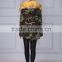 Camouflage cotton shell yellow color fur lining collar parka factory price