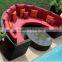 Outdoor rattan half moon shape furniture sectional sofa with cushions