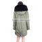 Women fashion long fur parka/ raccoon fur parka/ rex rabbit fur lining parka KZ160051