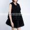 Lamb sleeveless vest with fox fur skirt bottom long vest,KZ150055