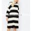 new style womens fashion Oversized Knitted Stripe Dress With Pocket casual sweater wholesale