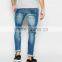 jeans male Skinny Fit Distressed denim man jeans pant with Rip Knee jeans closeout (LOTA005)