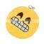 New emoji keychain PP cotton soft plush custom keychain yellow cushion emoji pendant emoji keychain