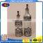 2pcs Glass Oil Vinegar Bottle Set With Silver Carving Metal Coating