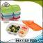 3 Compartment plastic lunch box with lid reusable