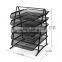 2017 amazon popular design 5 layers black metal mesh desk file holder