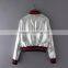 Guangzhou wholesale ladies shiny foil jacket fashion design women bomber jacket